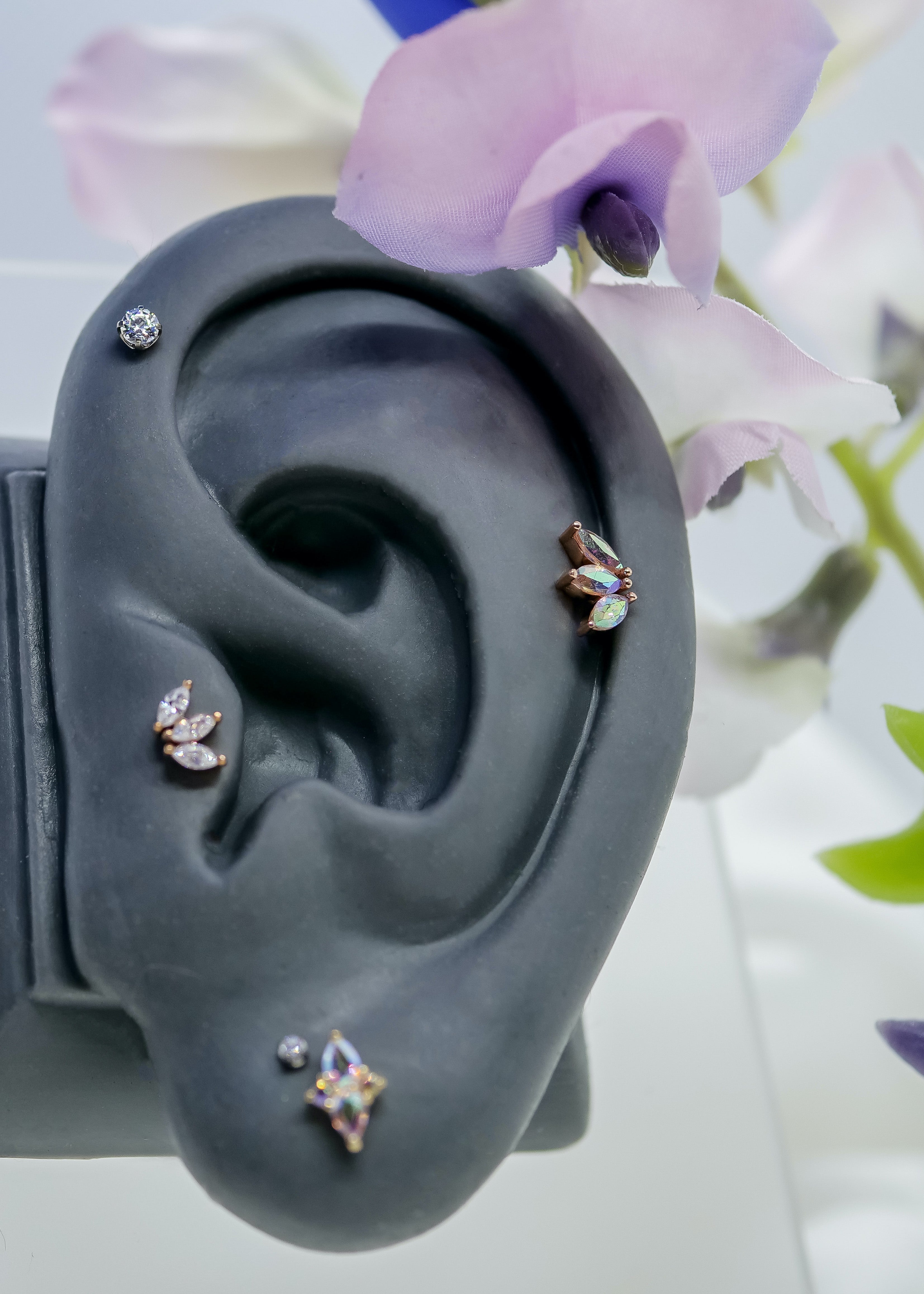 Cartilage Tragus Barra Con Graffa Set Cz Gemma Acciaio - Foto 1