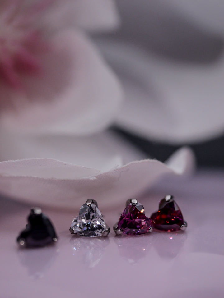 complete set of the neometal heart prong gem threadless end body piercings
