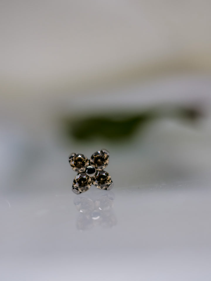 yellow orange stone four gem threadless body piercing