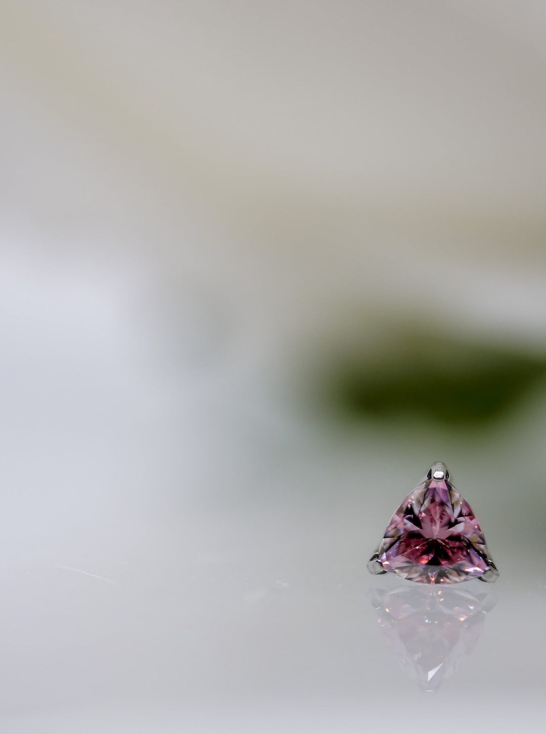 morganite triangle threadless stud