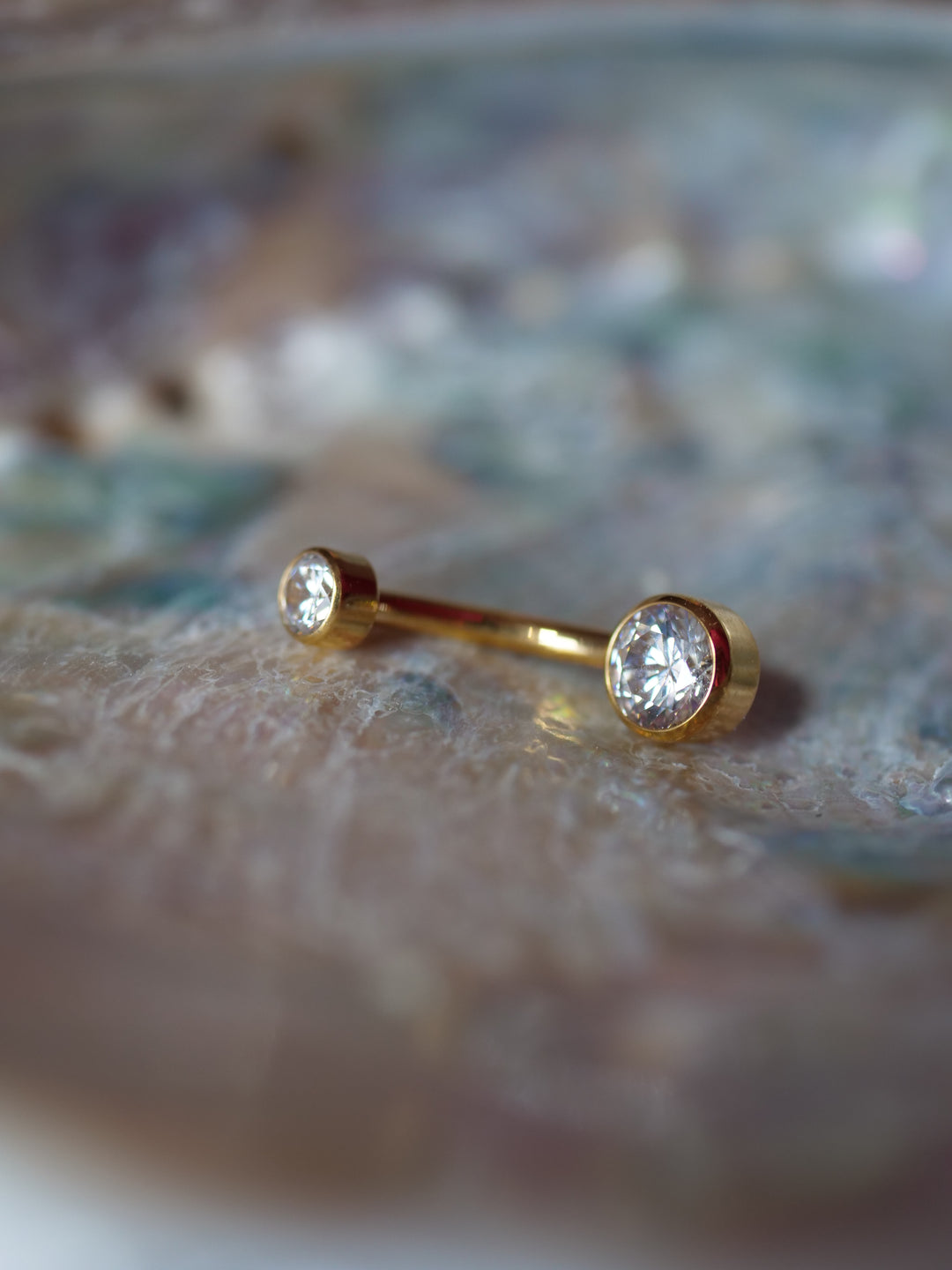 gold clear Swarovski navel bar
