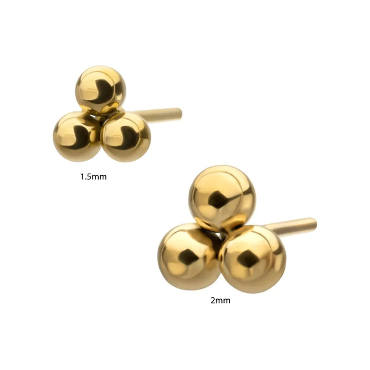 big and small trinity ball cluster gold pvd threadless top 
