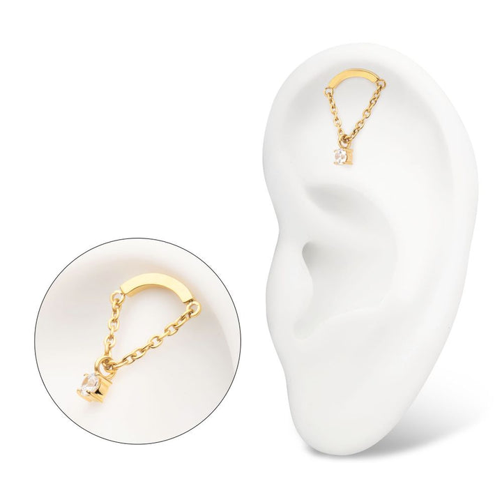 Hanging Chain + Swarovski Stones Gold PVD Threadless End