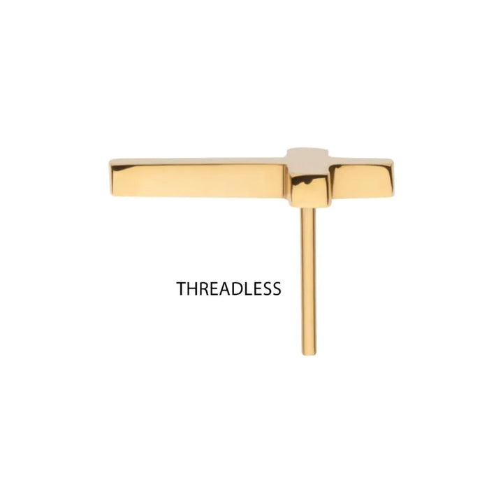 gold side view of cross threadless end