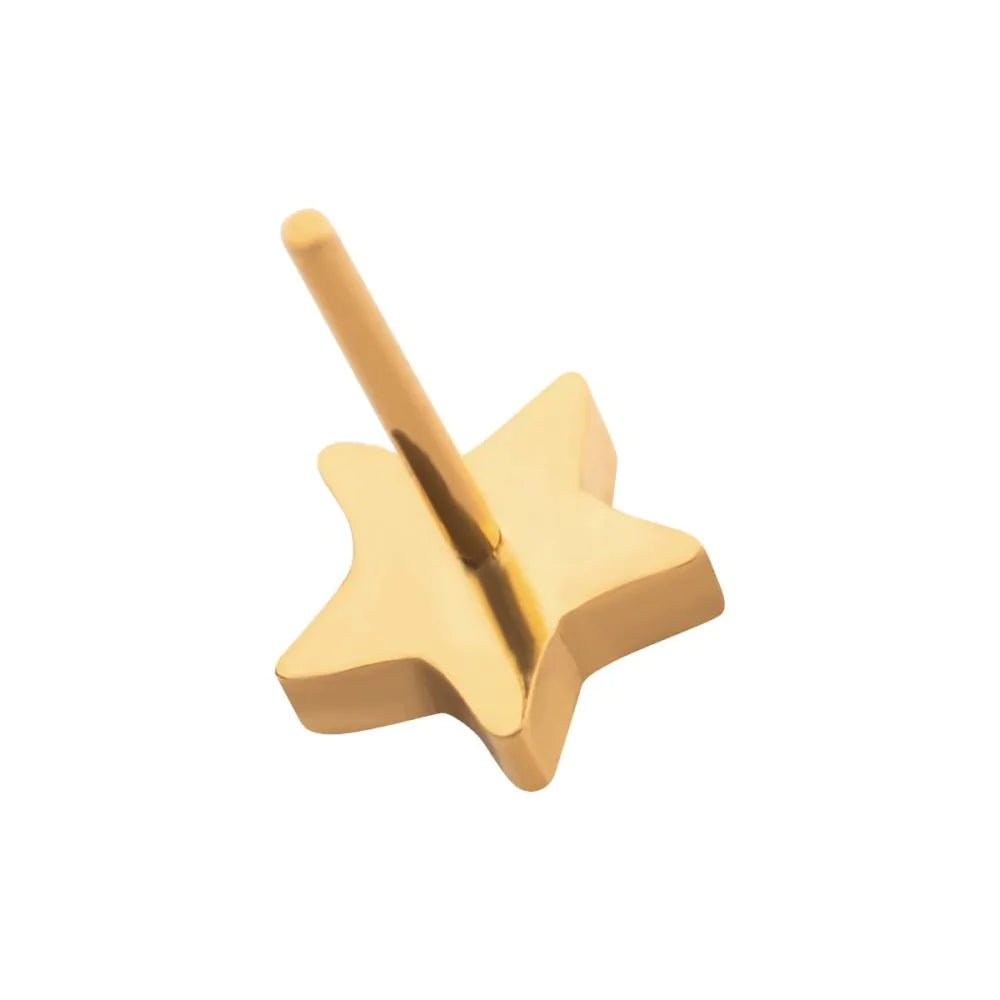 Gold star-shaped threadless top on a white background