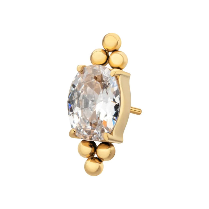 gold pvd gem cluster with cubic zirconia threadless end 
