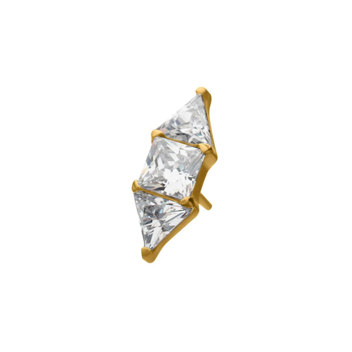 Gold PVD Titanium Tri-Linear Gem Cluster Threadless End
