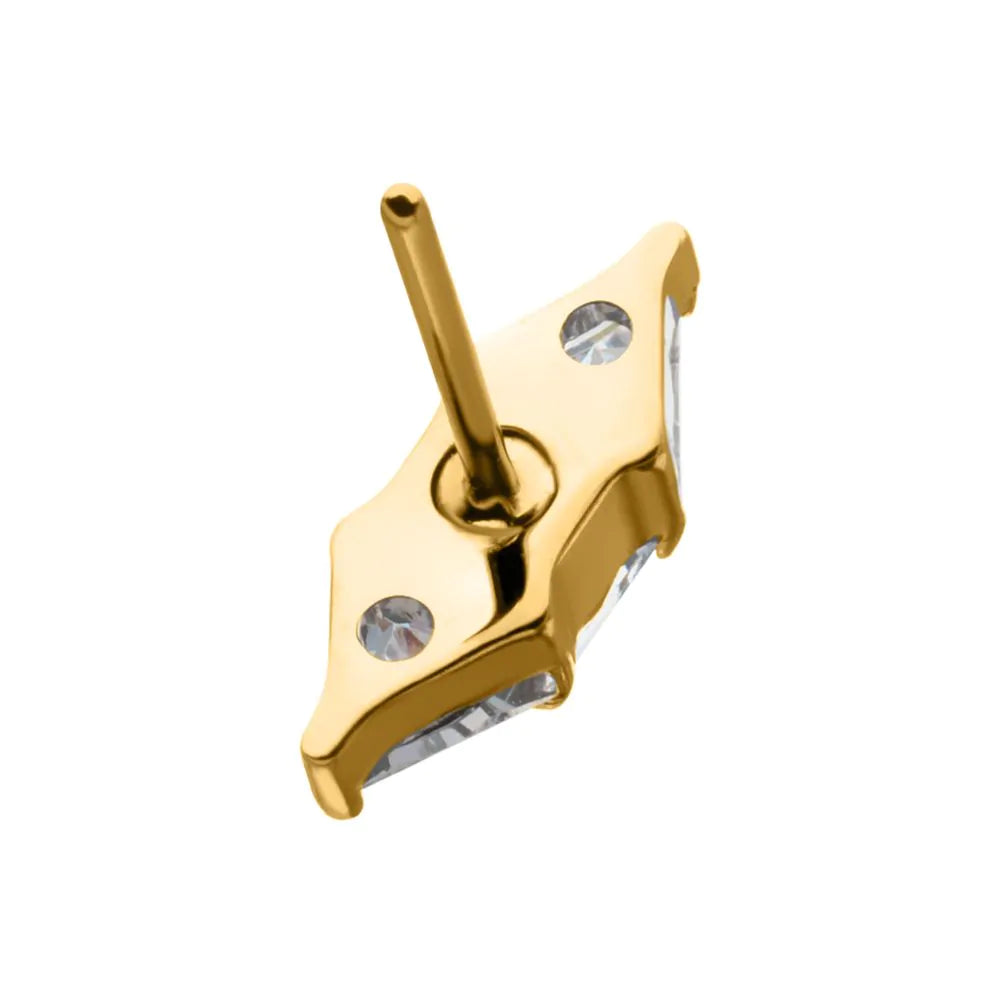 Gold PVD Titanium Tri-Linear Gem Cluster Threadless End