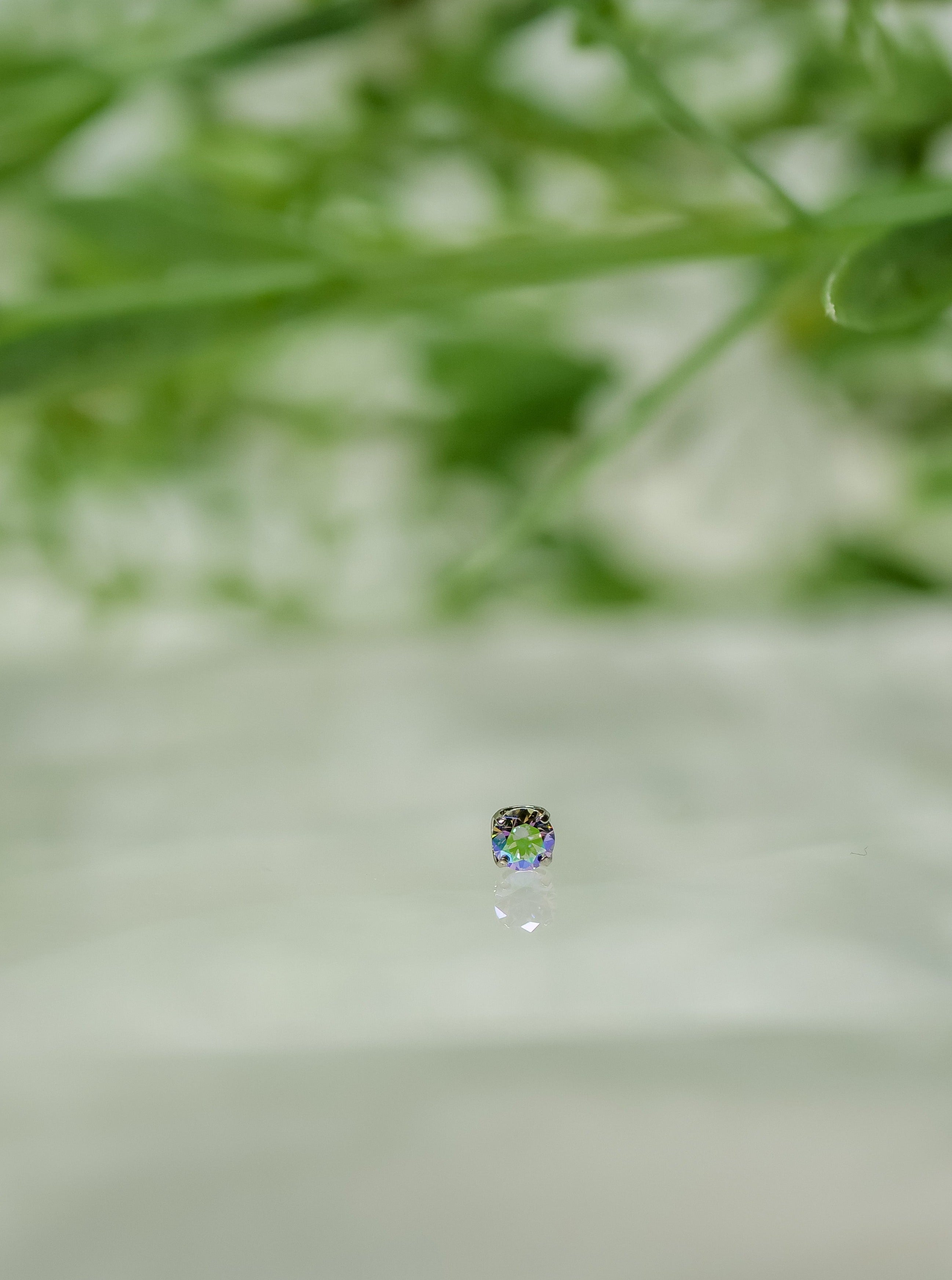 Prong Set Aurora Borealis Swarovski End in Titanium by NeoMetal