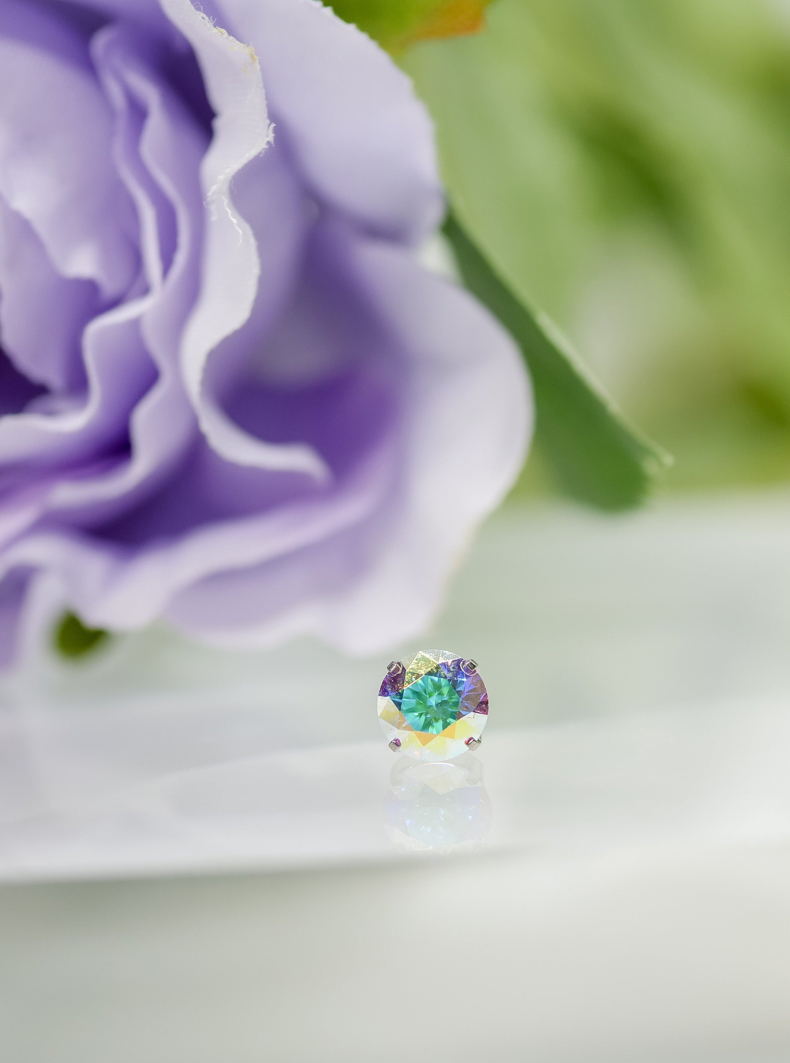 Prong Set Aurora Borealis Swarovski End in Titanium by NeoMetal