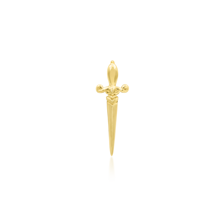 gold sword pointed edge threadless stud