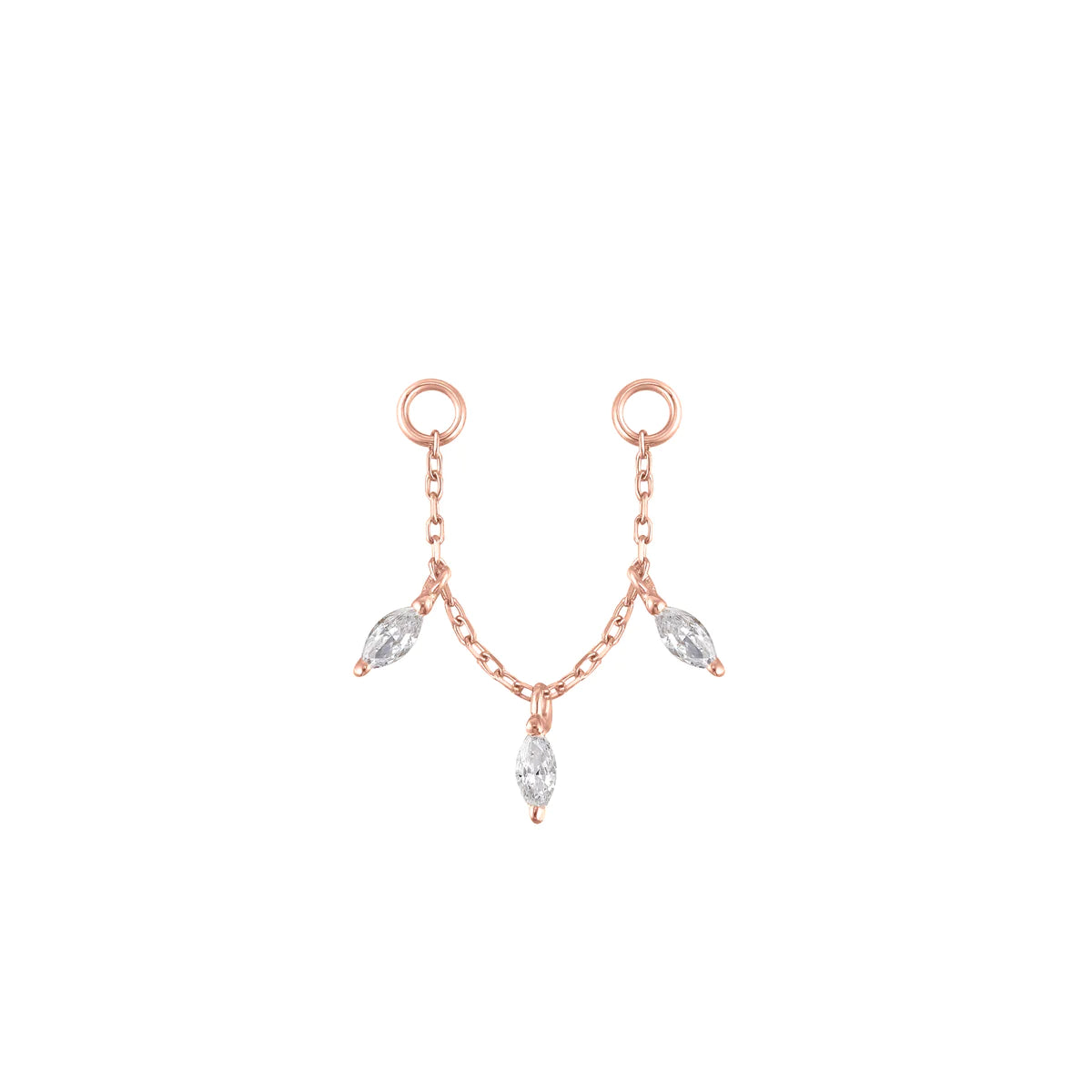 rose gold hanging chains for piercings with cubic zirconias
