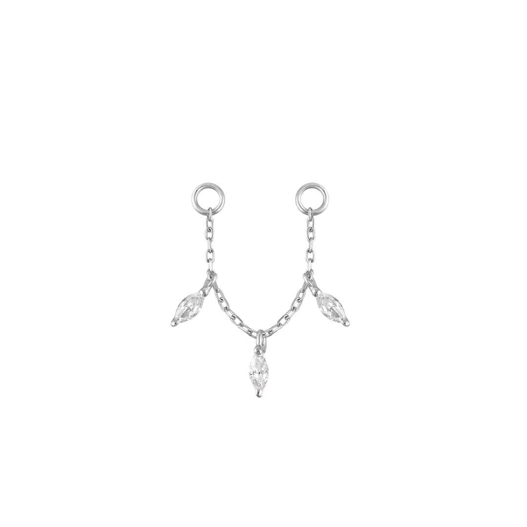 whitegold white gold dangle chain with 3 cubic zircona cz