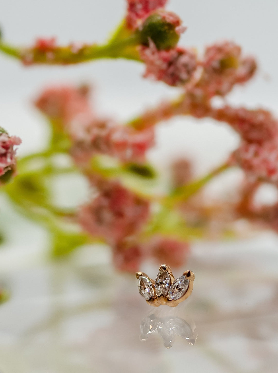 Mini Moet - Rose Gold Triple  Swarovski Brilliant, Diamond-cut Marquise for Earlobe, Lip, Helix, Flat  by Buddha Organics