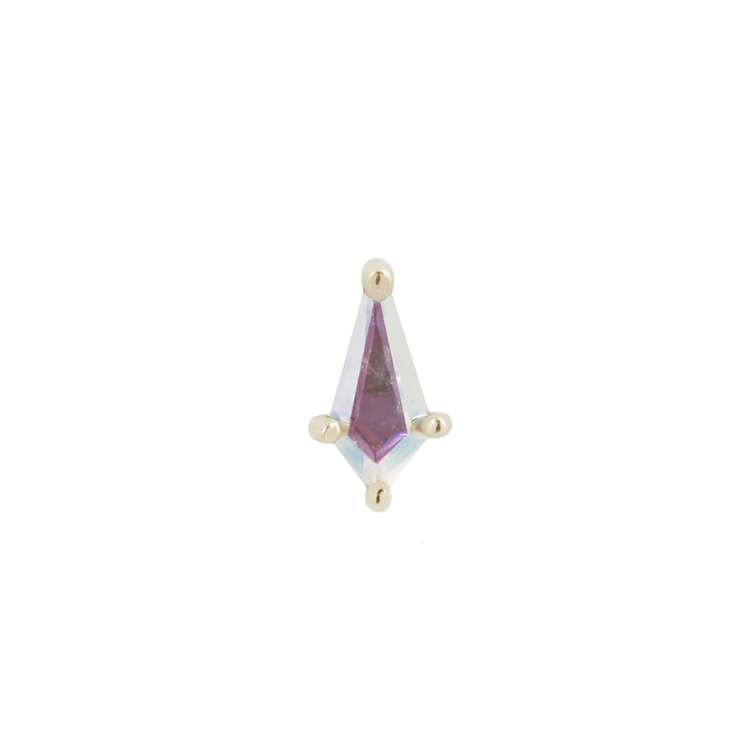 kite-shaped cubic zirconia in a mercury purple colour