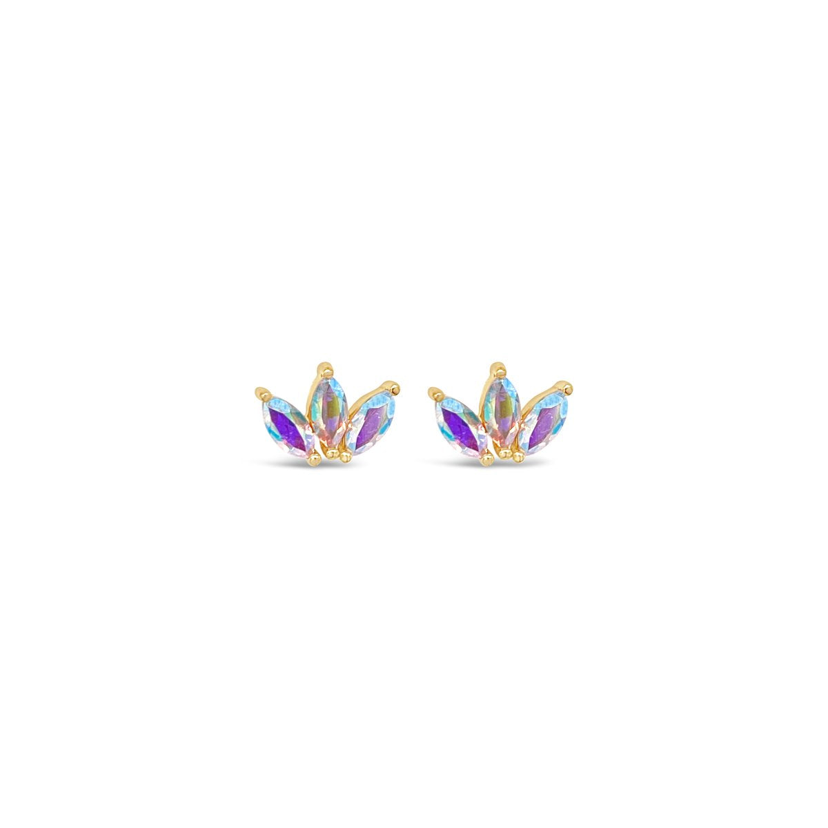 Moet - 14K Yellow Gold Triple Rainbow-hued Swarovski Mercury Mist Topaz  Zirconias good for Nostril, Flat, Helix, Conch, Tragus, Lobe, Lip -  perfect to add to your collection.  Threadless End by Buddha Organics.