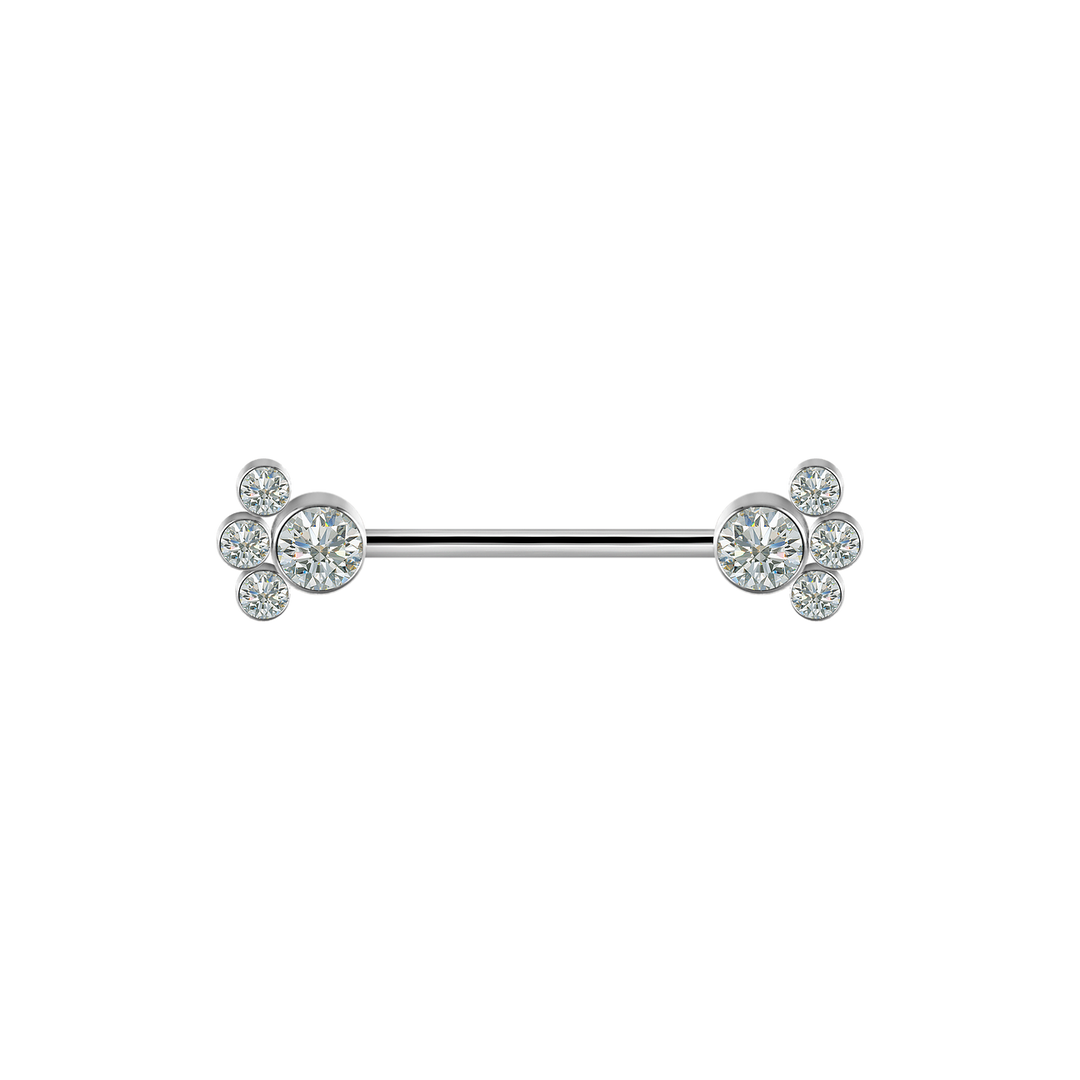 Maud - Diamond-cut Brilliant Swarovski Zirconias in Titanium Bar for Nipple by Royale Body Jewelry