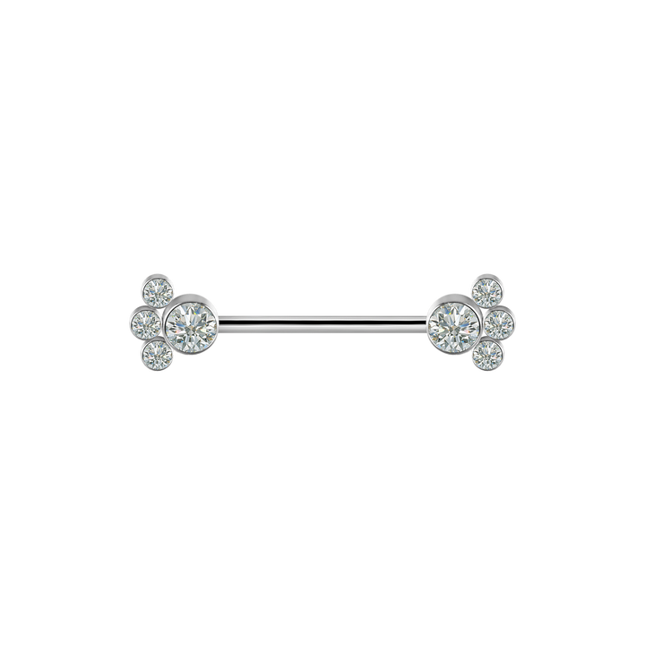 Maud - Diamond-cut Brilliant Swarovski Zirconias in Titanium Bar for Nipple by Royale Body Jewelry