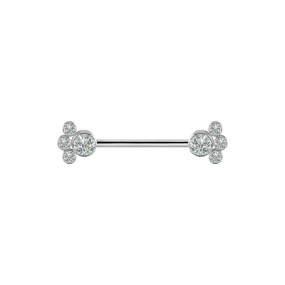 Maud - Diamond-cut Brilliant Swarovski Zirconias in Titanium Bar for Nipple by Royale Body Jewelry