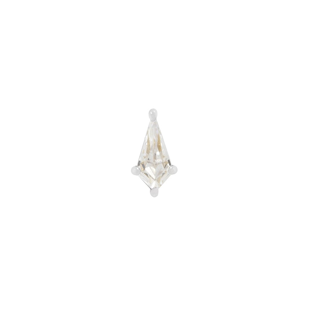 Miini Soho - White Gold  setting housing Brilliant Kite cut Swarovski Crystal Cubic Zirconia with Threadless End by  Buddha Organics