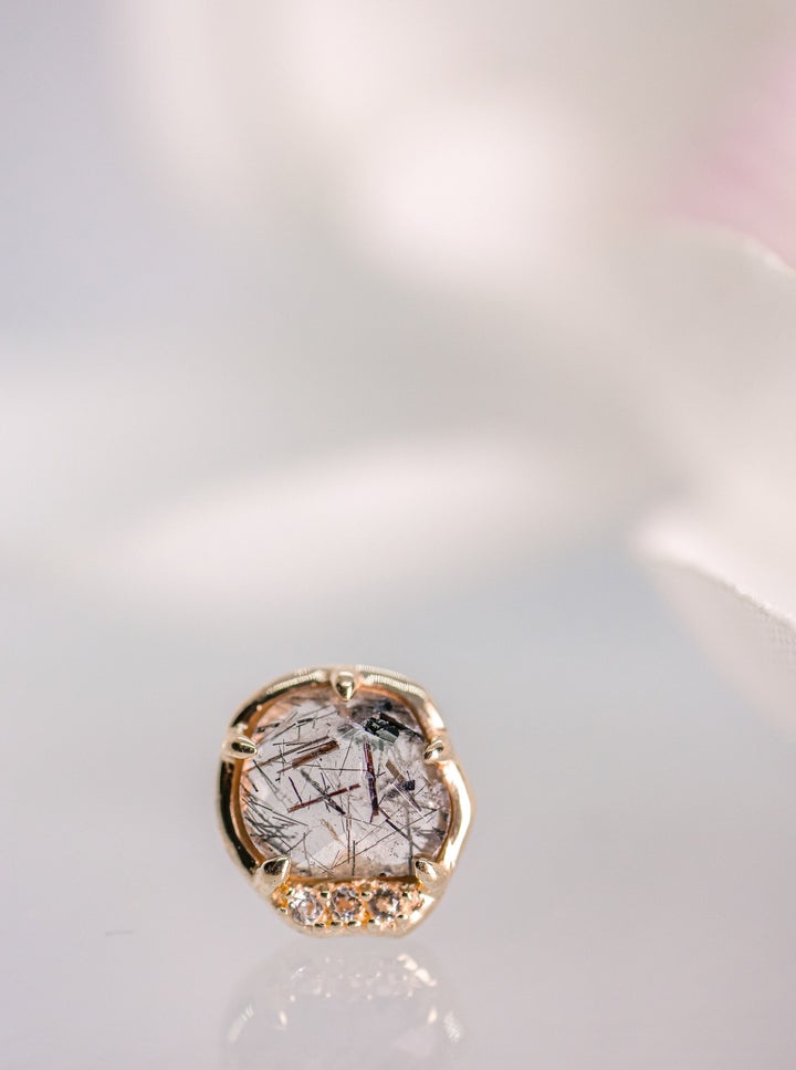 see through transparent yellow gold quartz with white topaz stones