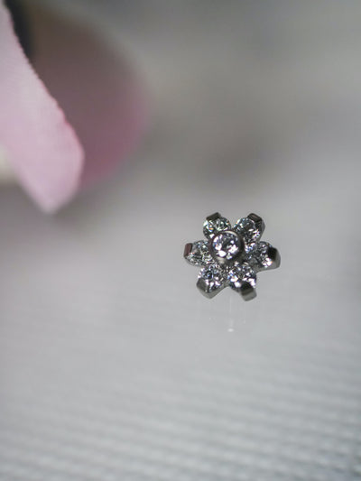 clear cubic zirconia flower microdermal top threaded end