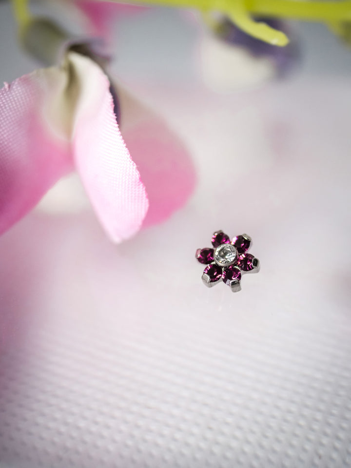 pink flower top threaded microdermal ends