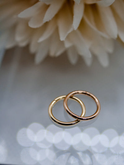 rose and yellow gold 14k ring seam hoop by neometal