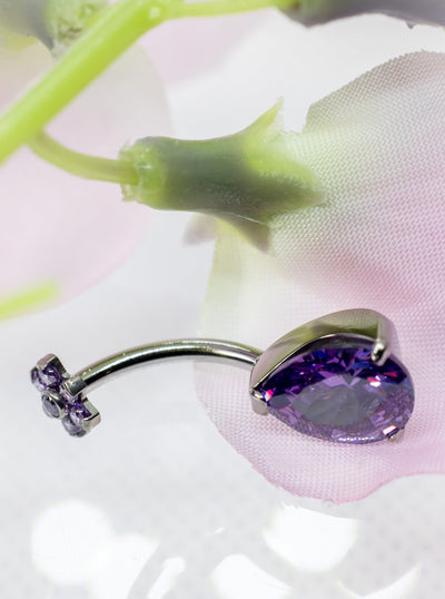 purple flower navel jewelry ring