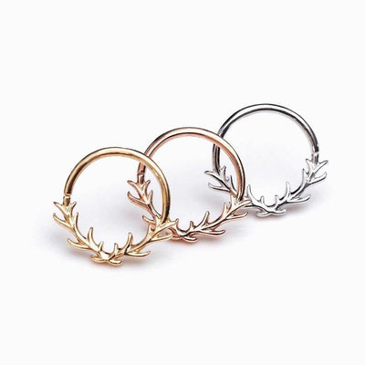 yellow rose or white gold daith or septum rings 