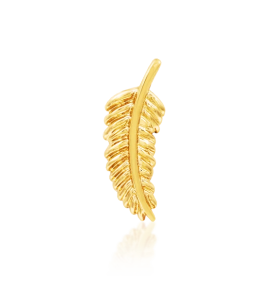 14K Gold feather threadless End by Junipurr 