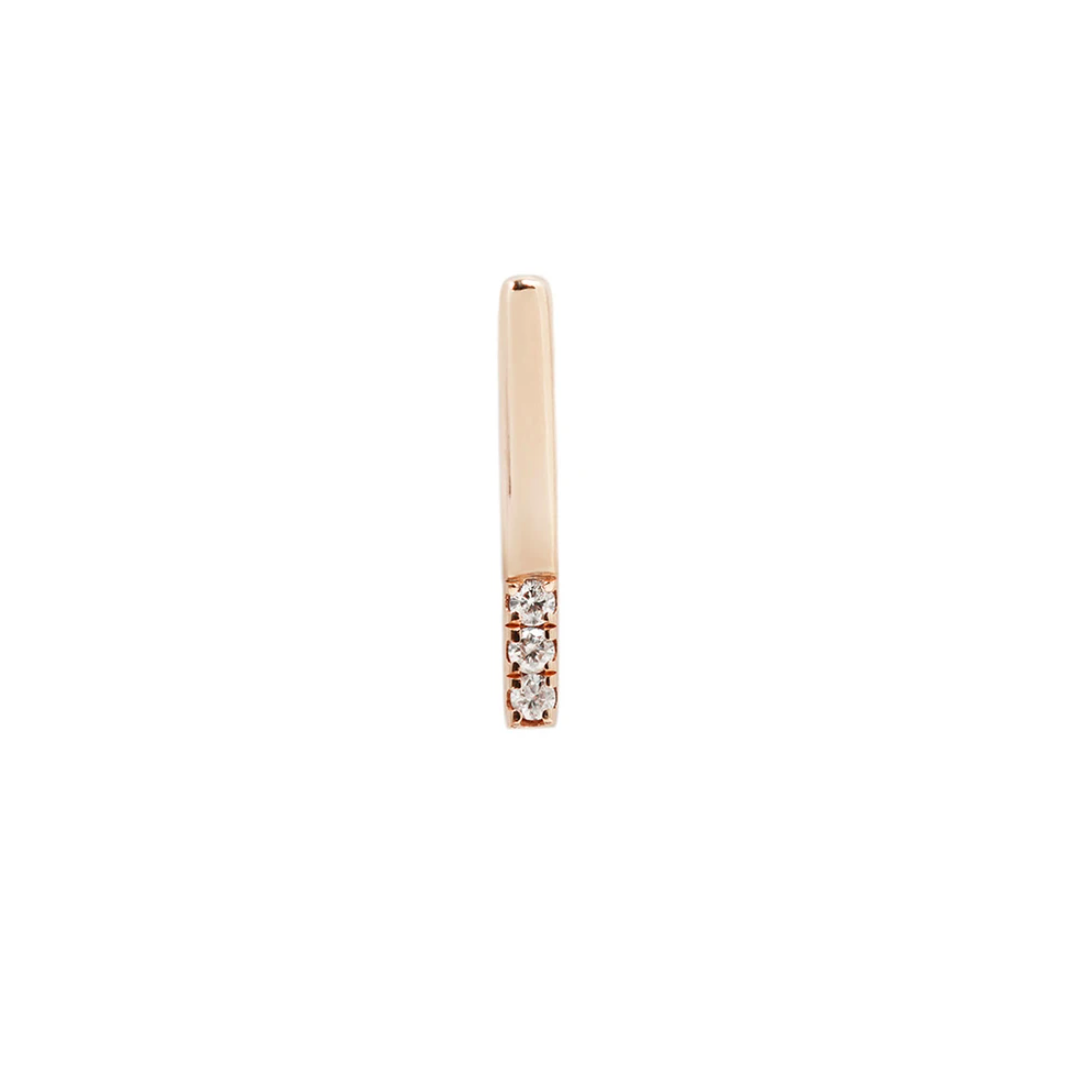 Love Line - 14K Rose Gold Bar with 3 Crystal Zirconias by Swarovski with threadless End.  By Buddha Jewelry