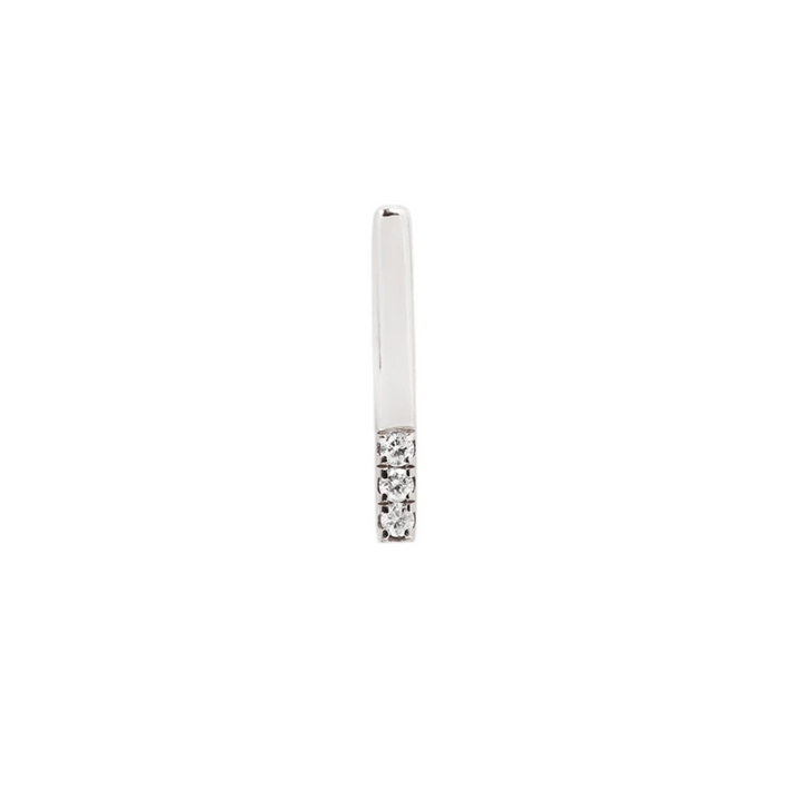 14K White Gold bar with 3 Brilliant cut Swarovski Gems  with Threadless Ends by Buddha Jewelry