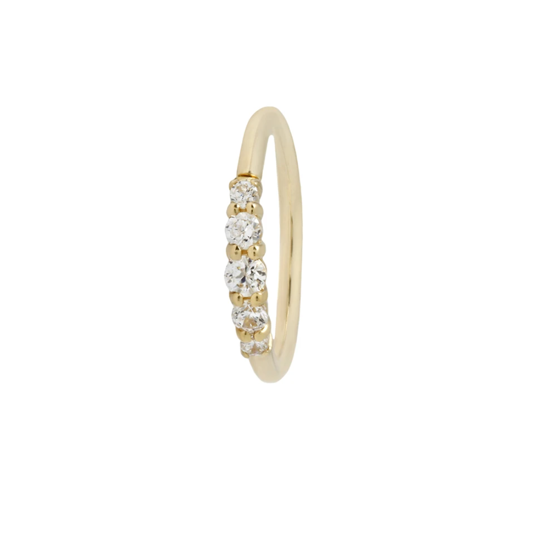 yellow gold side profile gems clicker ring