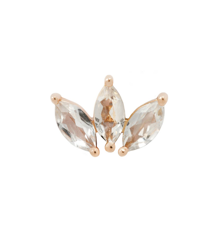 Moet - 14K Rose Gold Triple Swarovski Brilliant Cubic Zirconias with Threadless End by Buddha Organics Jewelry