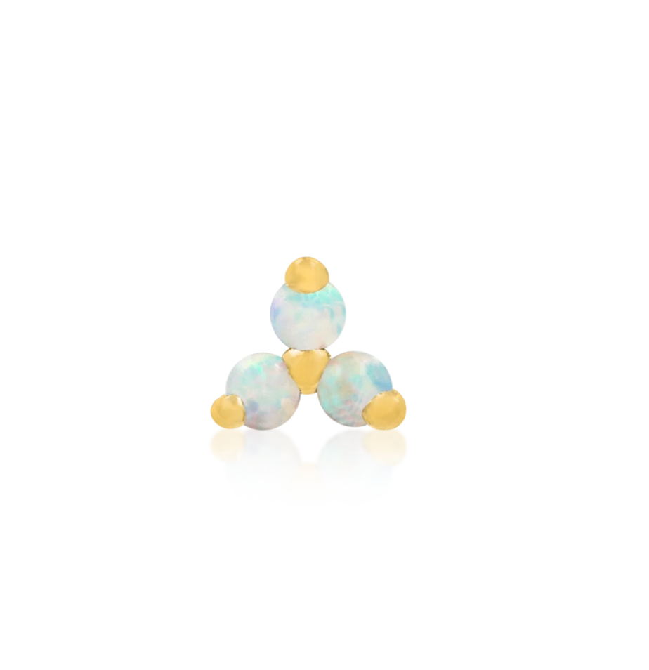 white opal gems and yellow gold non threaded jewlery