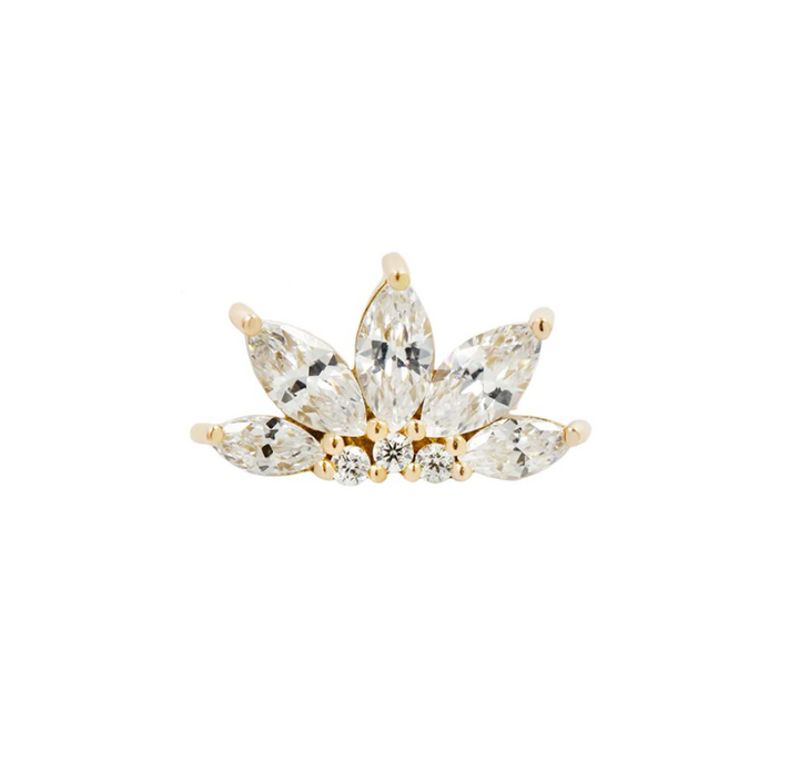 yellow gold buddha valentina threadless end with large marquise cut cz