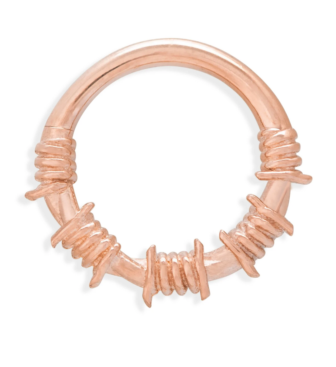 Gold Barbed Wire Continuous Septum Daith Ring by Tawapa 5 16 Yellow Gold