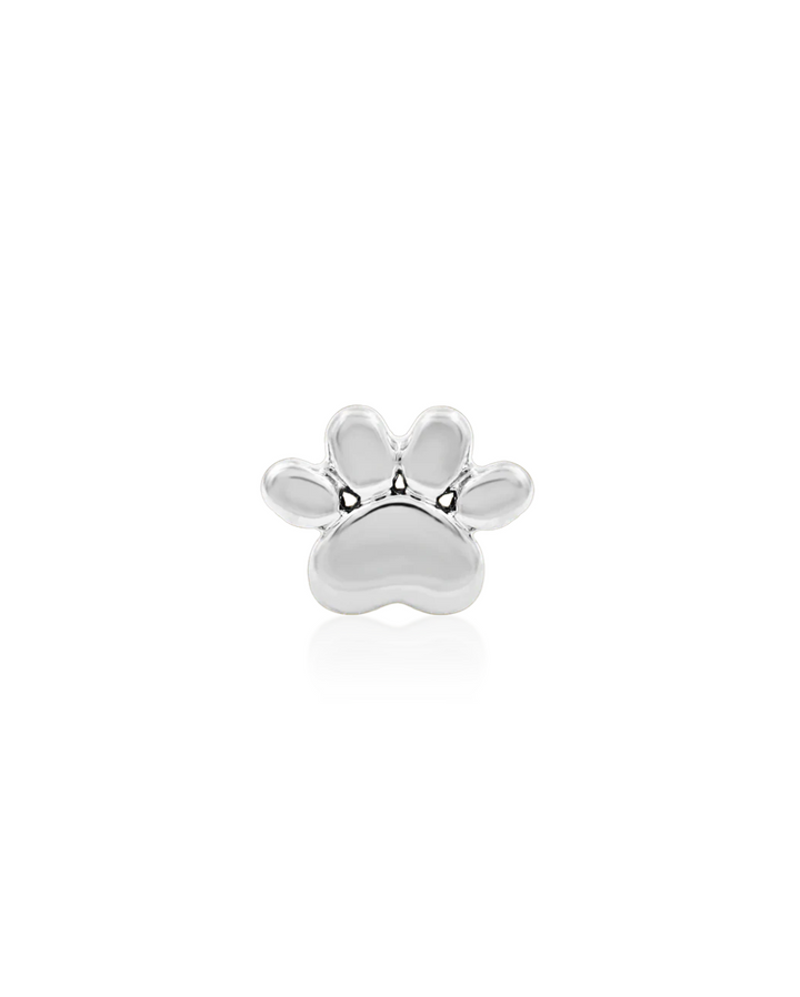 white gold threadless body piercing paw print 