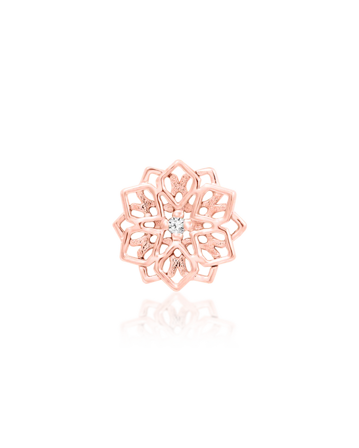 rose gold pink gold mandala earring