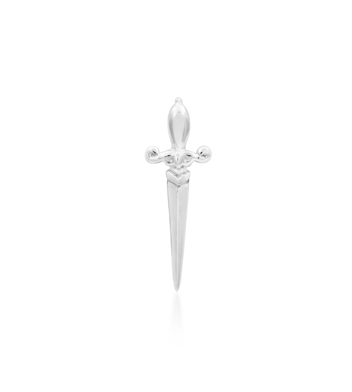 white gold knife blade stud for piercing