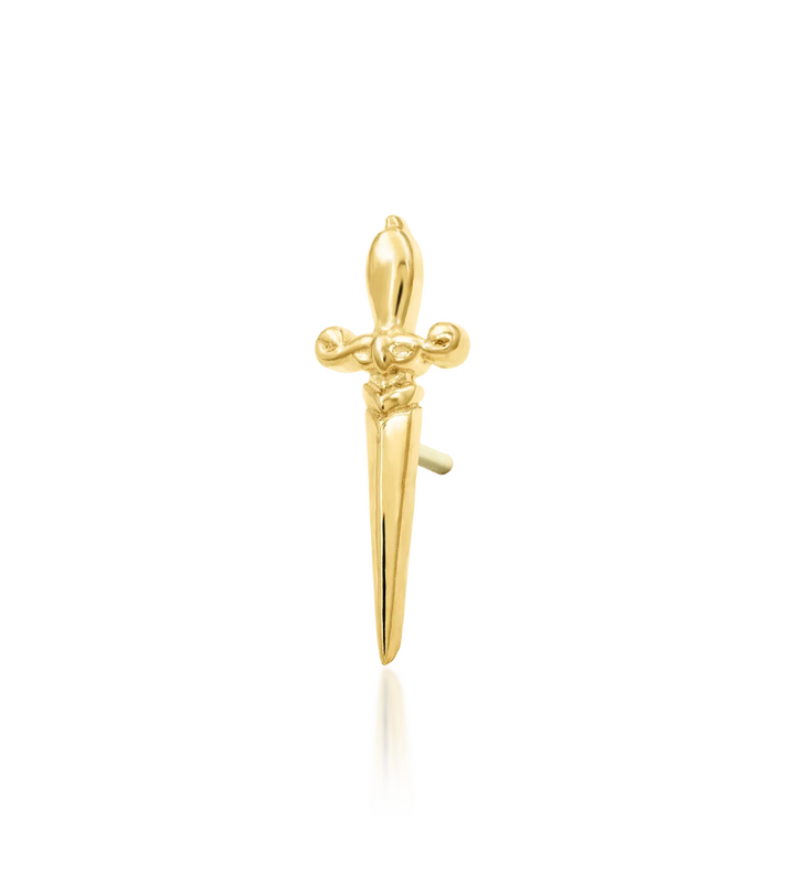 yellow 14k dagger shaped earring stud