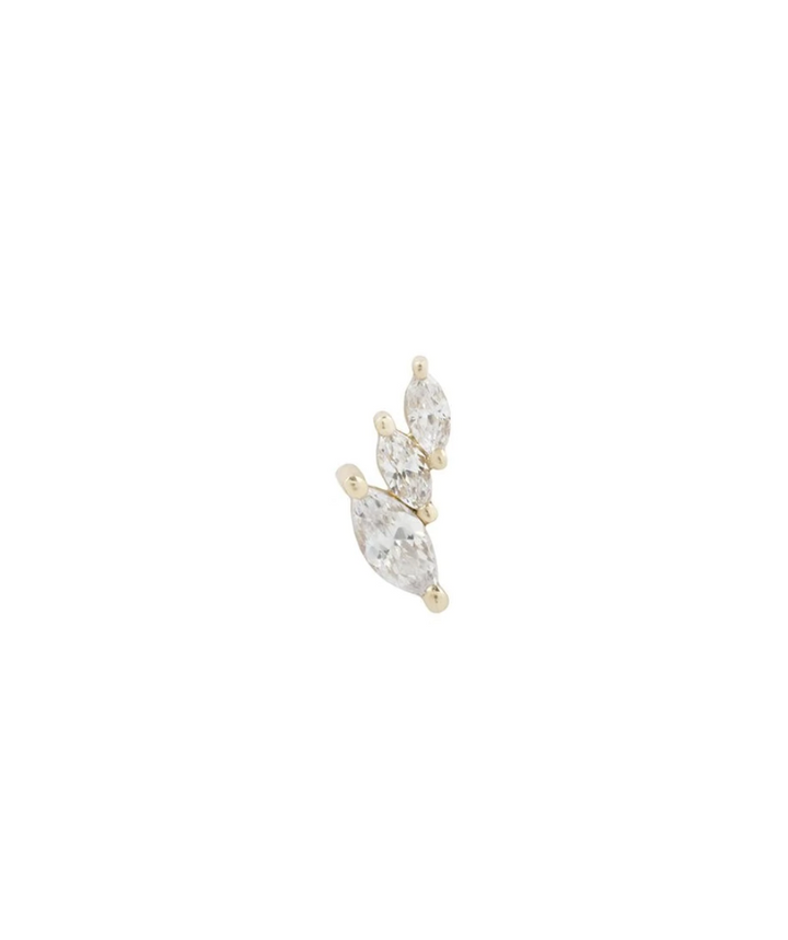 cluster of gold cubic zirconia threadless jewelry for the ear