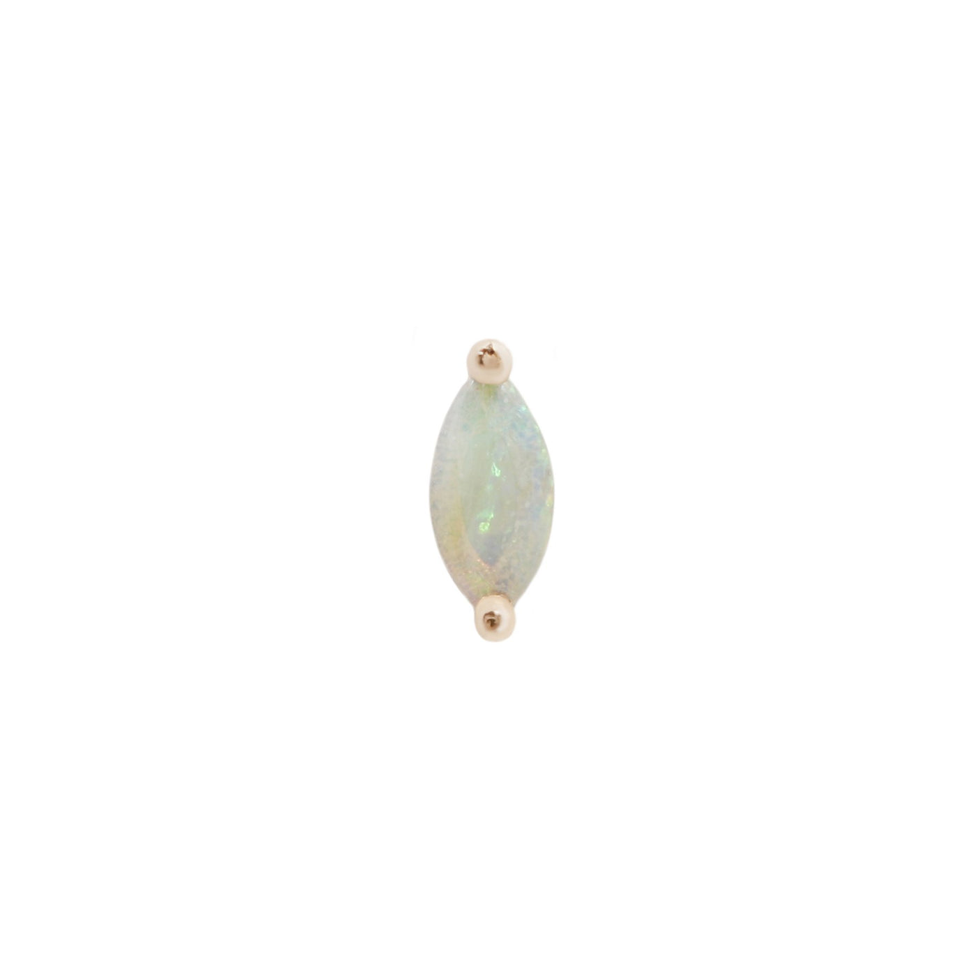 yellow gold 14k opal threadless end for forward helix, cartilage, flat, tragus, lip, nostril pirecings 