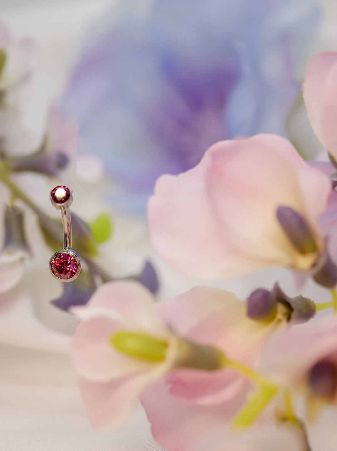 internally threaded dark pink fushia belly banana navel ring