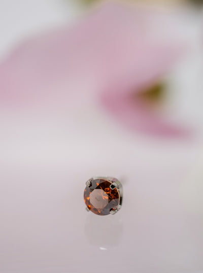 rust amber coloured cubic zirconia threadless end