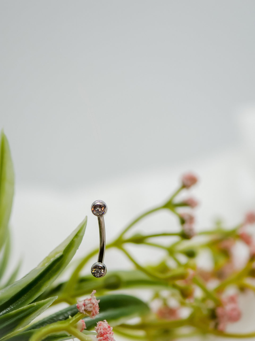 curved barbell cz gem for rook or eyebrow or snug