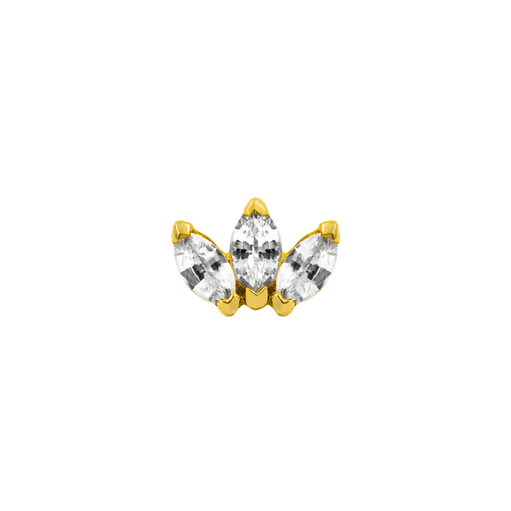 14K Yellow Gold Triple Marquise Swarovski Crystals by Junipurr.  Threadless Ends