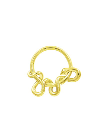 14K Yellow Gold Kaa - sseamless Snake Ring - good for Daith and Septum by Junipurr