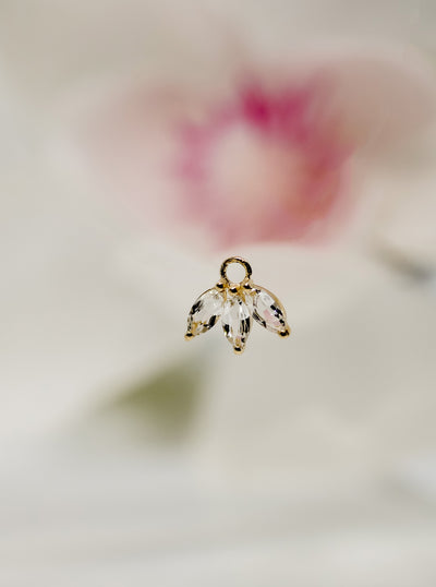 Moet - 14K  Yellow Gold Charm consisting of 3 White Swarovski Topaz Marguise-cut Cubic Zirconia Gems good for use with other Charms in your collection.  By Buddha Jewelry